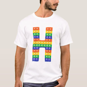 Camiseta Letra H mayúscula Alfabeto Fidget Pop It Funny Mat
