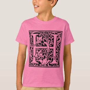 Camiseta Letra H Monograma medieval Art Nouveau