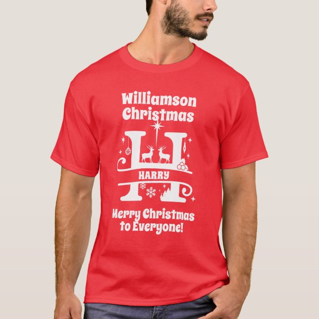 Camiseta Letra H Navidades Monograma Nombre de familia inic (Anverso)