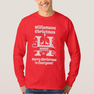 Camiseta Letra H Navidades Monograma Nombre de familia inic