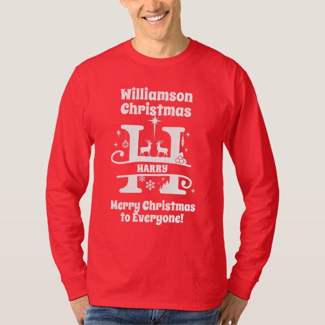 Camiseta Letra H Navidades Monograma Nombre de familia inic (Anverso)