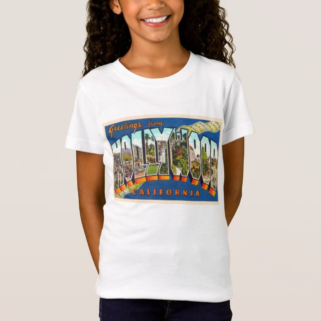 Camiseta Letra Hollywood californiana grande postal (Anverso)