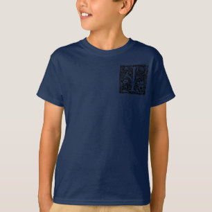 Camiseta Letra I Monograma Medieval Arte Nouveau