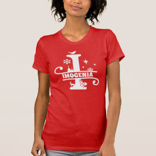 Camiseta Letra I Navidades Monograma Nombre inicial rojo