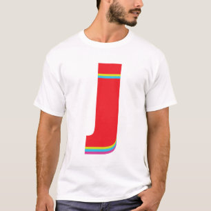 Camiseta Letra inferior Funda J monograma con arco iris com