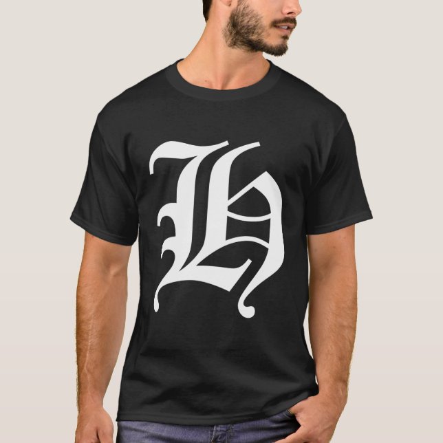 Camiseta Letra inglesa antigua H (Anverso)