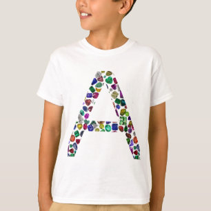 Camiseta Letra inicial A con monograma floral de Gemstone