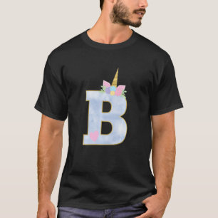 Camiseta Letra inicial B Unicornio Monograma Para Niños Par
