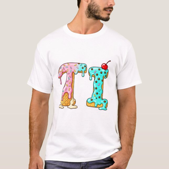 Camiseta Letra inicial de helado Kawaii (Anverso)