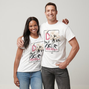 Camiseta Letra inicial de monograma personalizado blanco bo
