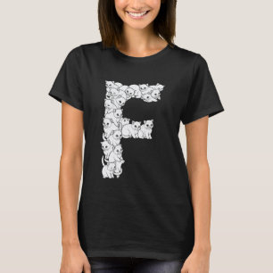 Camiseta Letra Inicial F mayúscula Gato Divertido Amante Fe