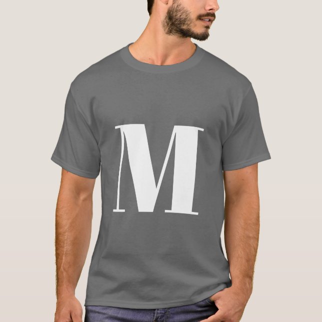 Camiseta Letra inicial gris oscuro monograma moderno (Anverso)
