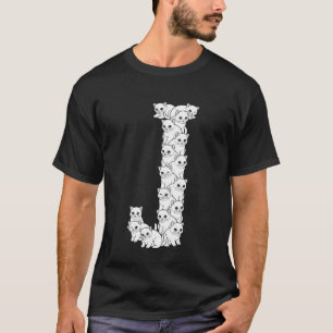 Camiseta Letra Inicial J Mayúscula Gato Divertido Amante Fe