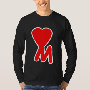 Camiseta Letra inicial M El día de San Valentín cardíaco co