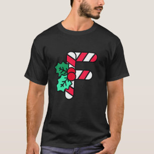 Camiseta Letra inicial mayúscula alfabética navidad F monog