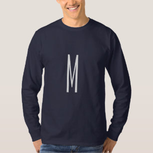 Camiseta Letra inicial monograma estilo moderno azul marino