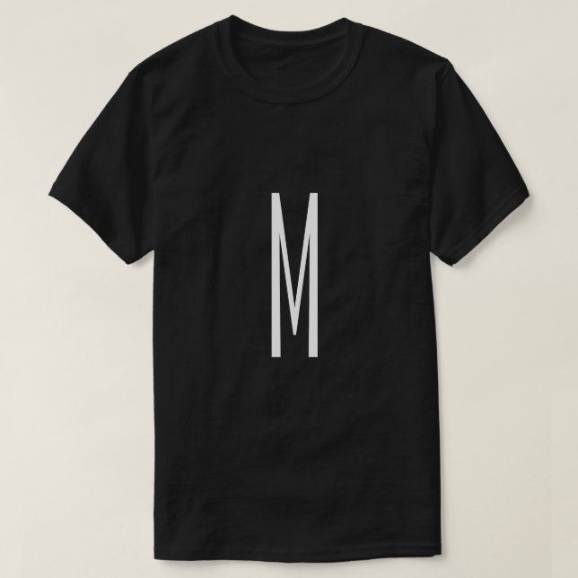Camiseta Letra inicial monograma estilo moderno negro y bla (Diseño del anverso)