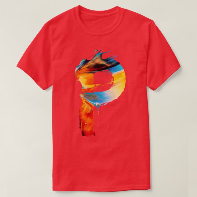 Camiseta Letra inicial pintada de color P (Diseño del anverso)