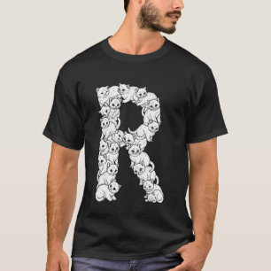 Camiseta Letra Inicial R Mayúscula Gato Divertido Amante Fe