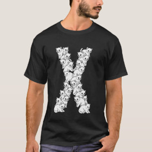 Camiseta Letra Inicial X Mayúscula Gato Divertido Amante Fe