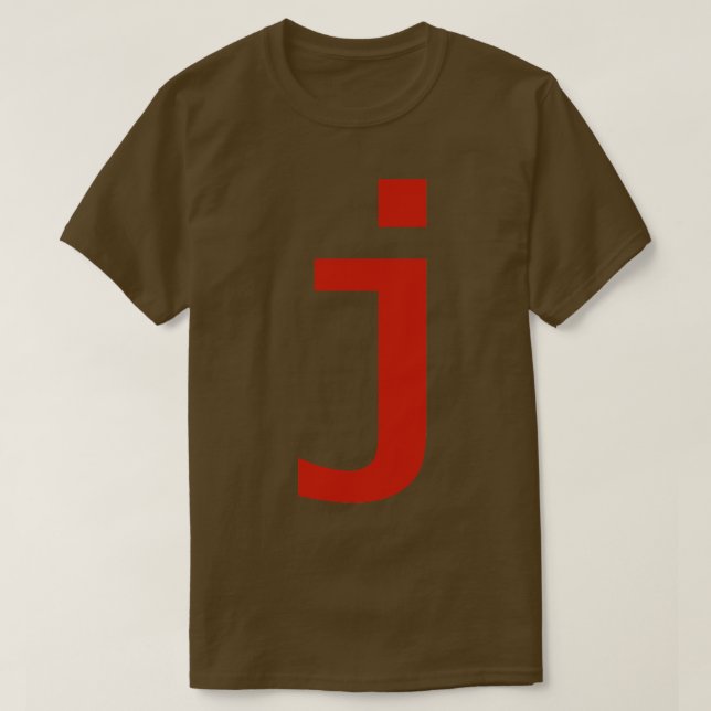 Camiseta Letra j en texto rojo tipografía mínima (Diseño del anverso)