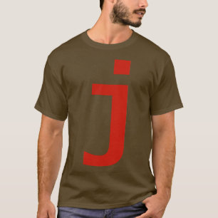 Camiseta Letra j en texto rojo tipografía mínima