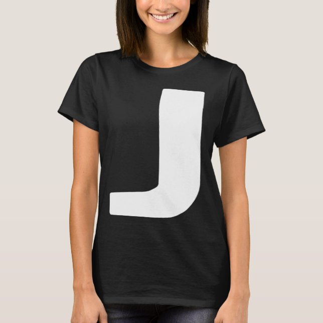 Camiseta Letra J grande y negrita blanco (Anverso)