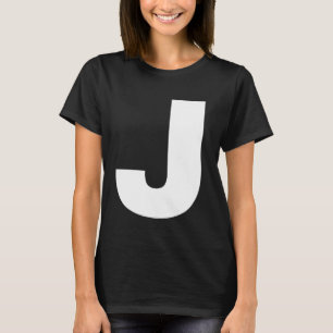 Camiseta Letra J mayúscula Blanco claro texto negrita