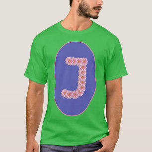 Camiseta Letra J Rosa Gerbera Daisy Monograma