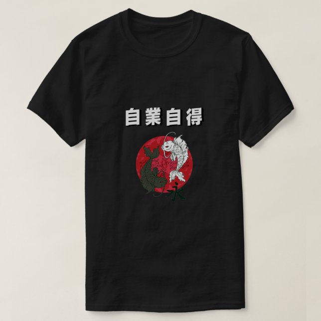 Camiseta Letra japonesa con pez koi (Diseño del anverso)