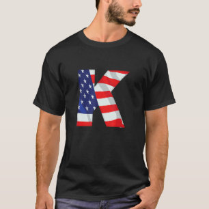 Camiseta Letra K Capital Alphabet Usa Monogr Bandera Estado