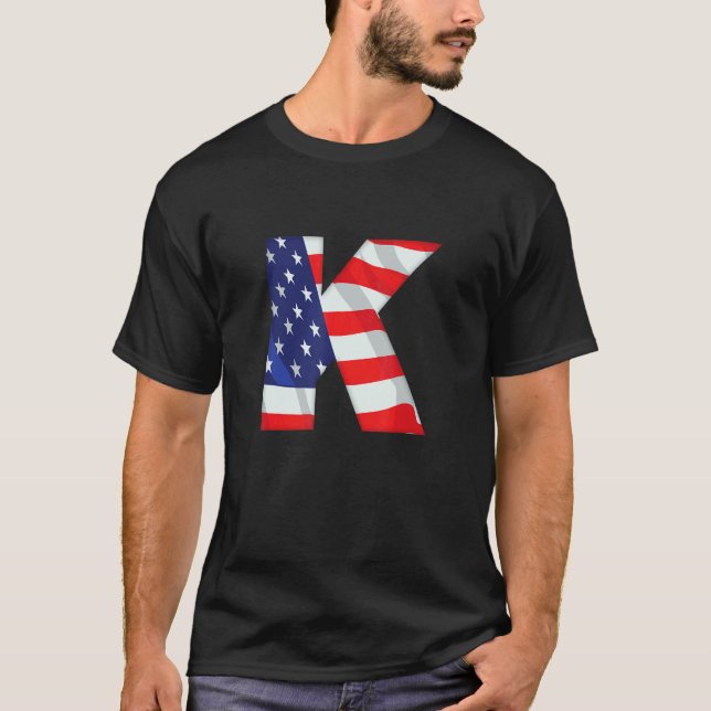 Camiseta Letra K Capital Alphabet Usa Monogr Bandera Estado (Anverso)