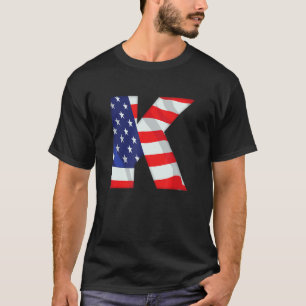 Camiseta Letra K Capital Alphabet Usa Monogr Bandera Estado