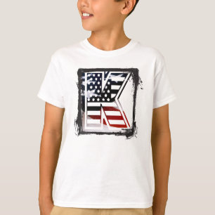 Camiseta Letra K Monograma inicial USA