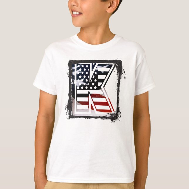 Camiseta Letra K Monograma inicial USA (Anverso)