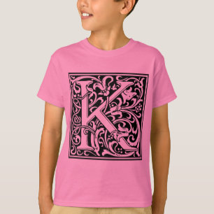 Camiseta Letra K Monograma medieval Art Nouveau