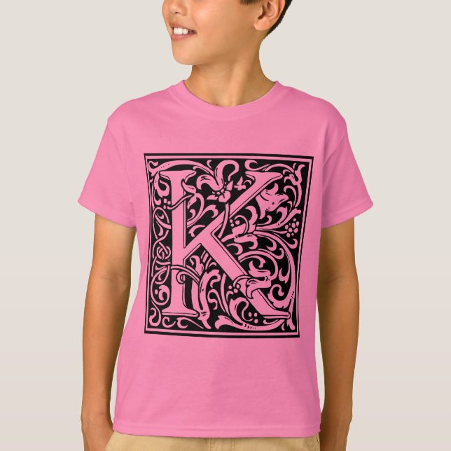 Camiseta Letra K Monograma medieval Art Nouveau (Anverso)