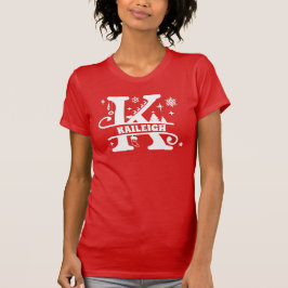 Camiseta Letra K Navidades Monograma Nombre inicial rojo
