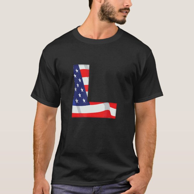 Camiseta Letra L Capital Alphabet Usa Monogr Bandera Estado (Anverso)