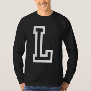 Camiseta Letra L contorno negrita en blanco grande