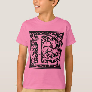 Camiseta Letra L Monograma medieval Art Nouveau