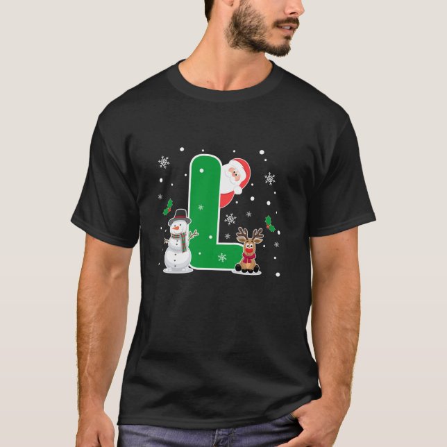 Camiseta Letra L Nombre inicial Alfabeto Monograma Santa Ch (Anverso)