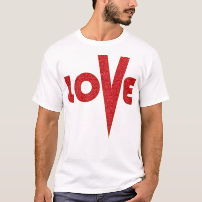 Camiseta Letra Love High V Letra Art Red And Gold Purpurina (Anverso)