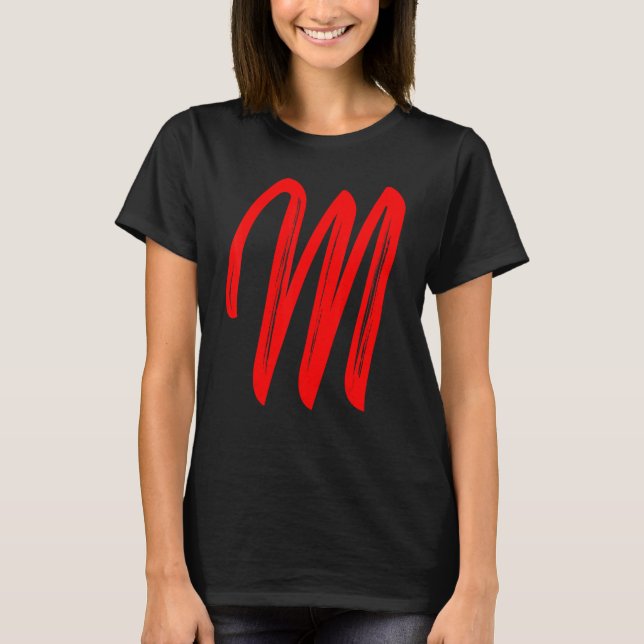 Camiseta Letra M alfabeto grande gráfico rojo inicial (Anverso)