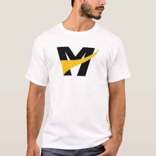 Camiseta Letra M Geométrica Negrita Estilizada Amarilla
