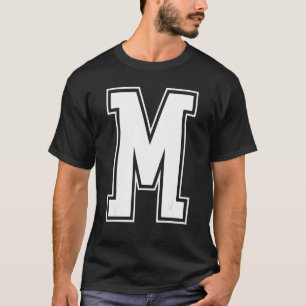 Camiseta Letra M mayúscula Alfabeto inicial animador magnét
