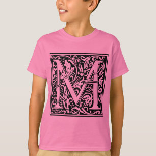 Camiseta Letra M Monograma medieval Art Nouveau