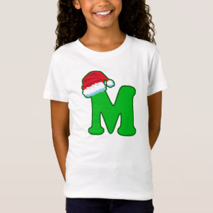 Camiseta Letra M Padre Navidad Papá Noel Alfabeto Gorra
