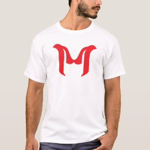 Camiseta Letra M Roja Geométrica Negrita Estilizada