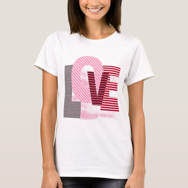 Camiseta Letra magenta geométrica de amor (Anverso)